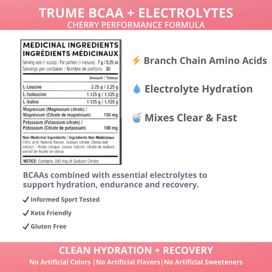 BCAA Powder with Electrolytes - Cherry - TruMe Wellness