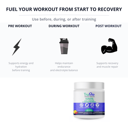 BCAA Amino Acid Supplement with Electrolytes - Raspberry Lemonade - TruMe Wellness