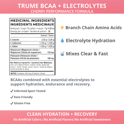 BCAA Powder with Electrolytes - Cherry - TruMe Wellness