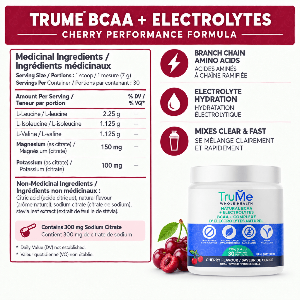 BCAA Powder with Electrolytes - Cherry - TruMe Wellness