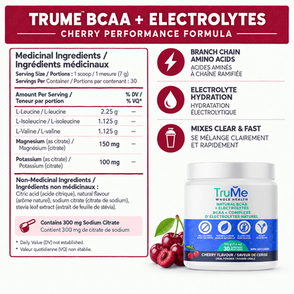 BCAA Powder with Electrolytes - Cherry - TruMe Wellness
