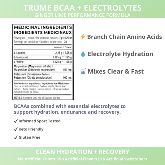 BCAA Powder with Electrolytes - Ginger Lime - TruMe Wellness