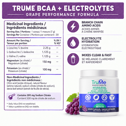 BCAA Powder with Electrolytes - Grape - TruMe Wellness