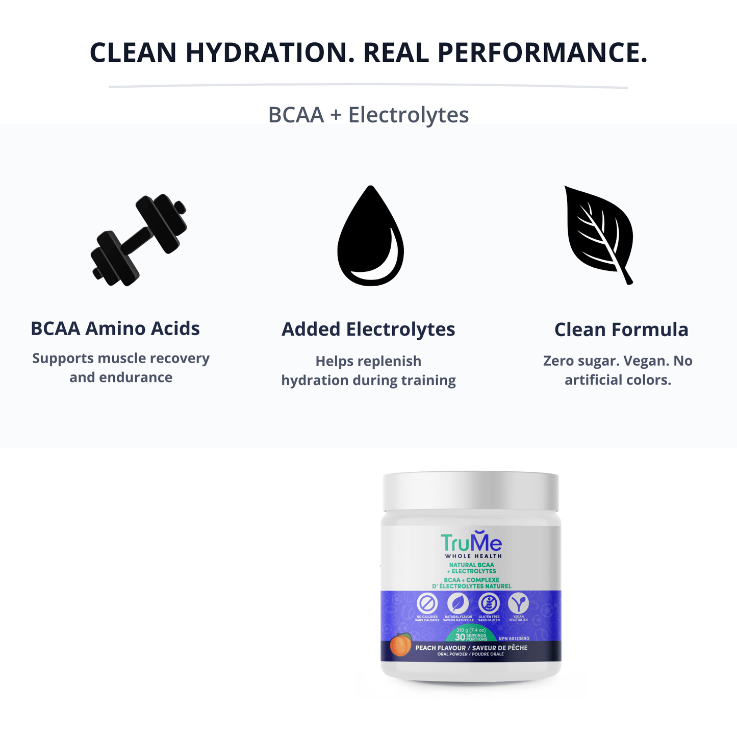 BCAA Powder with Electrolytes - Peach - TruMe Wellness