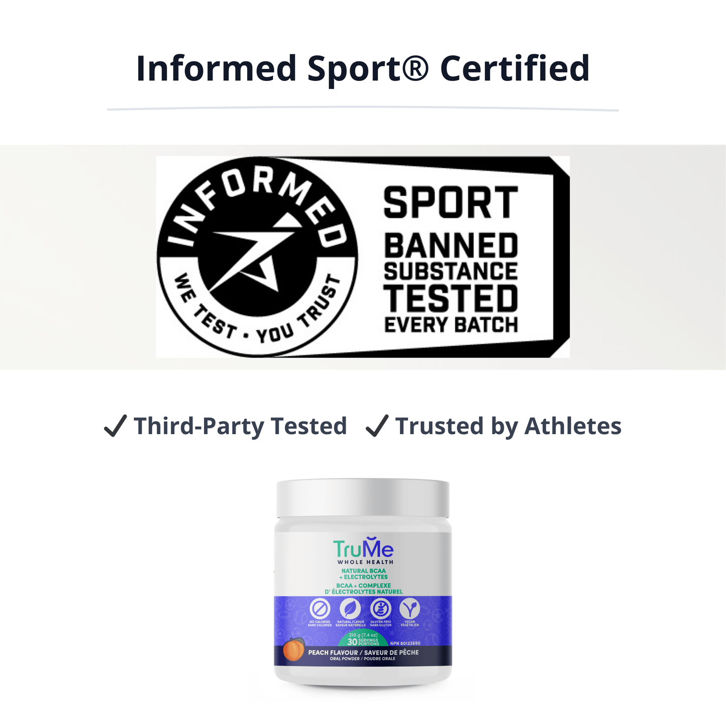 BCAA Powder with Electrolytes - Peach - TruMe Wellness