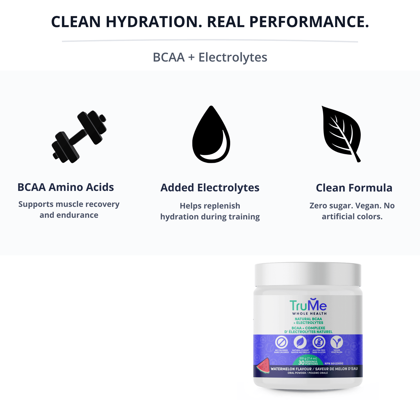 BCAA Powder with Electrolytes - Watermelon - TruMe Wellness