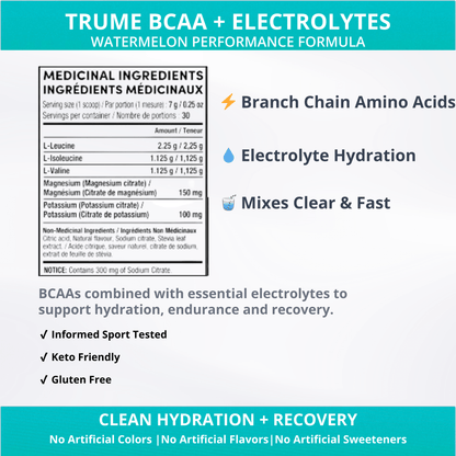 BCAA Powder with Electrolytes - Watermelon - TruMe Wellness